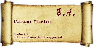 Balean Aladin névjegykártya